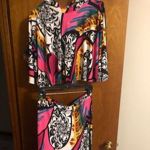 2 piece multi colored dress set (open back)